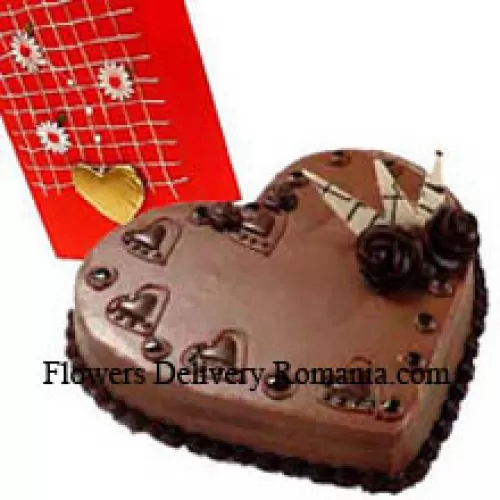 1 Kg (2.2 Lbs) Torta a Forma di Cuore al Cioccolato con una Cartolina d'Amore Gratuita