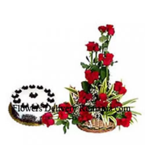 Basket Of 31 Red Roses Along With A Yummy Half Kg Cream Cake