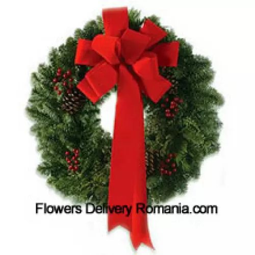 This stylish wreath with an extravagant red silk ribbon is made so your dear ones can celebrate Christmas with style (Please Note That We Reserve The Right To Substitute Any Product With A Suitable Product Of Equal Value In Case Of Non-Availability Of A Certain Product)